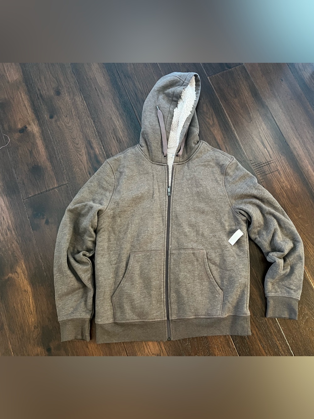 Men's Hooded Zip Sweater in Brown - Cozy Sherpa Lining